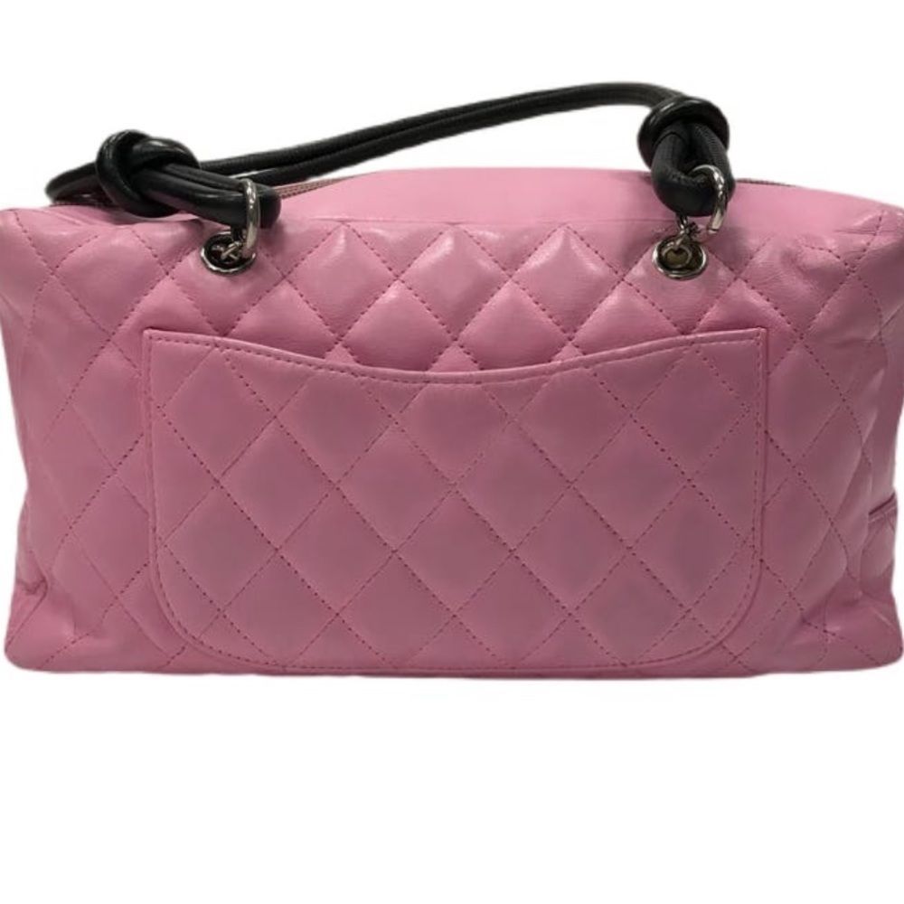 Chanel pink black quilter leather Cambon bowler tote bag / shoulder bag - Picture 3 of 16